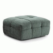 Oviala Business Pouf en bois et polyester effet mattelassé vert - vert polyester 113622_0