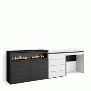 SKRAUT HOME Buffet, Bahut, 227x75x35 cm, Chambre à coucher, pièce, Cheminée électrique, Commode, Buffet, Coiffeuse, Blanc - blanc Bois manufactur�
