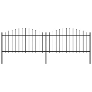 Vidaxl clôture de jardin à dessus en lance acier (1,25-1,5)x3,4 m noir 277731