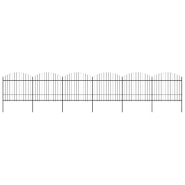 Vidaxl clôture de jardin à dessus en lance acier (1,5-1,75)x10,2m noir 277744