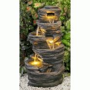 Wf3927 - fontaine d'extérieur 5 cascades rochers - éclairage led - h100 x l56 x p44 cm