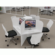 Bureau pour call center 5 places forme marguerite - blanc_0