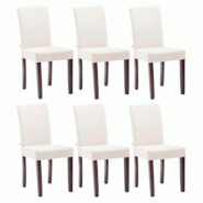 CLP Lot de 6 Chaises de salle à manger Ina Tissu avec pieds en Bois Crème/Cappuccino - beige textile 182258804 CLP Lot de 6 Chaises de salle à manger Ina Tissu avec pieds en Bois Crème/Cappuccino - beige textile 182258804
