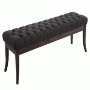 Décoshop26 - Banc design Chesterfield 150 cm avec coutures décoratives tissu gris foncé piétement en bois foncé 10_0003688 - Bois massif 3000251718058 Décoshop26 - Banc design Chesterfield 150 cm avec coutures décoratives tissu gris foncé piétement en bois foncé 10_0003688 - Bois massif 3000251718058