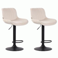 Décoshop26 - Lot de 2 tabourets de bar moderne confortable réglable en velours crème pied trompette métal noir TDB10399 - noir 3000483169604