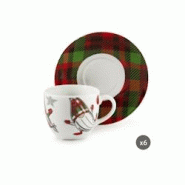 Excelsa lot de 6 tasses à café avec des soucoupes Tartan Gnome porcelaine 9 cl multicolore - multicolore porcelaine 65507 Excelsa lot de 6 tasses à café avec des soucoupes Tartan Gnome porcelaine 9 cl multicolore - multicolore porcelaine 65507