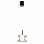 Fabas Luce Suspension Frua En Métal Et Verre Borosilicate Gris Transparent, Led 8W, Température 2700K-4000K, Intensité Variable Par Paliers - Desig
