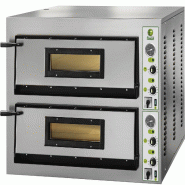 Four à pizza électrique professionnel FIMAR. Modèle FML4+4 manuel. 2 chambres de cuisson avec plan réfractaire. Capacité 8 pizzas - 824