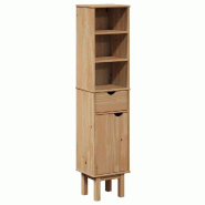 Helloshop26 - Armoire de salle de bain design rustique rangement ergonomique 35 x 30 x 159 cm en bois massif miel 02_0057610 - Bois massif 30002401312