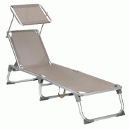 Helloshop26 - Chaise longue bain de soleil transat de relaxation avec dossiers et parasol inclinables pliable léger 55 x 193 x 31 cm 12_0001675 - 300
