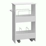 Helloshop26 - Chariot de rangement pratique à roulettes 67 x 40 x 20 cm MDF blanc - blanc métal 3000224596959