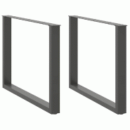 Helloshop26 - Lot de 2 pieds de table à manger en U réglables pour table et bureau 100 x 72-73 cm en acier anthracite 02_0057438 - acier 3000240037313