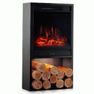 KAMINIO Cheminée électrique HUGO - Poêle électrique avec chauffage, effet de flamme 3D, lumière d'ambiance LED, Casier à bois, télécommande -