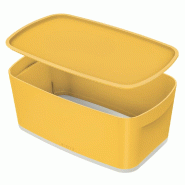 LEITZ Lot de 4 Boîte de rangement MyBox Cosy, 5 L, avec couvercle, coloris jaune - jaune 52630019