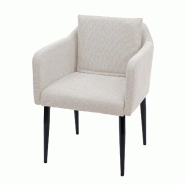 Mendler Chaise de salle à manger HWC-H93, chaise de cuisine chaise inclinable ~ tissu/textile crème-beige - beige textile 74733