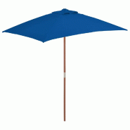 Parasol de jardin avec mât en bois bleu 150x200 cm Modèle Ombre Theta Prime - 313885