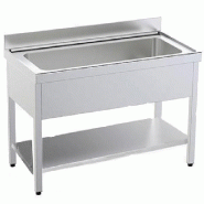 Plonge inox sur bâti et étagère 1 grand bac - P 700 mm - 1400