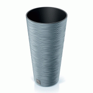 Prosperplast - Jardinière couleur ciment avec réserve d’eau, collection FURU - 25x25x48 cm, capacité de 7,5 L - gris plastique polypropylène ZA5255