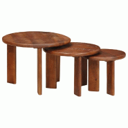 Tables basses gigognes 3 pcs Marron miel Bois de mangue massif Modèle Orion Core Plus - 8721158631831