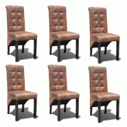 VidaXL Chaises à manger lot de 6 marron similicuir Modèle Ambiance Plus - 270554
