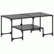 VidaXL Table basse avec dessus en verre noir 98,5x50x45 cm acier Modèle Panorama Chic - 846015