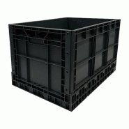 Caisse de transport pliable (H)353 x (L)594 x (P)396 mm empilables, en plastique noir