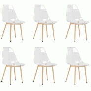 Chaises à manger lot de 6 Transparent PET Modèle Nova Salon - 3082351