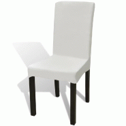 Décoshop26 - 6 housses de chaise dos droit extensibles crème DEC022290 - beige 3001306969609