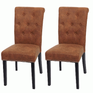 Décoshop26 - Lot de 2 chaises de salle à manger avec boutons décoratifs en tissu imitation suède pieds foncés 04_0007314 - 3000262054244 Décoshop26 - Lot de 2 chaises de salle à manger avec boutons décoratifs en tissu imitation suède pieds foncés 04_0007314 - 3000262054244
