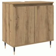 Helloshop26 - Armoire de salle de bain en bois d'ingénierie design moderne 58 x 33 x 60 cm avec rangement pratique en chêne 02_0051095 - Bois massif