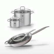 Lot de 2 Poêles 32cm & 24cm et 2 Faitouts 26cm & 20cm Elo Relief Solution - gris 3176239959369