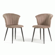 RATTATAN Lot de 2 chaises d’intérieur en velours avec pieds en métal, élégantes pour cuisine, salle à manger, bars et restaurants –LIVIA– T