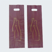 Sac 2 bouteilles en plastique bordeaux Django 16x8x46 cm - par 100