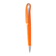 Stylo à bille Trendy - plastique poli de couleur orange - embout argenté - encre bleue Stylo à bille Trendy - plastique poli de couleur orange - embout argenté - encre bleue