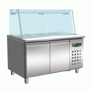 Table réfrigérée pâtisserie avec verre 2 portes 4x 1/1 gn récipient l1510mm 7950.0420 COMBISTEEL