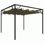 VidaXL Chapiteau de jardin avec auvent rétractable 3x3m Taupe 180 g/m² Modèle Vega StudioDesk Prestige - 312220