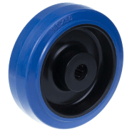 Roue de 160 mm avec caoutchouc élastique bleu sur centre en nylon Roue de 160 mm avec caoutchouc élastique bleu sur centre en nylon