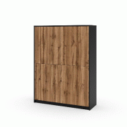 AQA Design Buffet haut BUDAPEST noir/chêne en mélamine et MDF L.115 P.38 H.150 MP03167 - multicolore Bois manufacturé MP03167