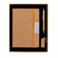 Bloc-notes, stylo à bille et porte-clés clé USB en liège - 8435408322447