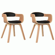 Chaises à manger lot de 2 noir bois courbé et similicuir Modèle Elara - 3092379