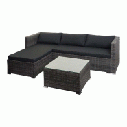 Décoshop26 - Salon de jardin en poly-rotin gris ensemble lounge balcon terrasse canapé avec table avec coussins gris foncé 04_0004215 - gris 300041