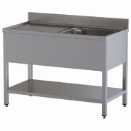 Diamond - Plonge 1 cuve, 1 égouttoir gauche, avec sous tablette - réf. L1411/D-SS2 - inox AKS-L1411/D-SS2