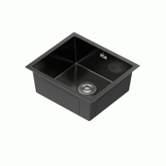 Gasfrit – Évier de cuisine avec siphon pour plan de travail en acier inoxydable noir, 1 cuve, 470 x 410 mm - inox GFYL2