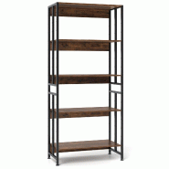 Helloshop26 - Bibliothèque 5 niveaux 70 x 35 x 157 cm rangement personnalisable et stable style industriel finition marron rustique 20_0010729 - 3000