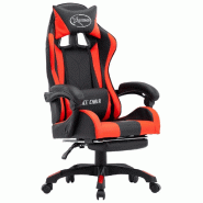 Helloshop26 - Chaise fauteuil siège pivotante de bureau informatique étude de jeux vidéo et repose-pied et similicuir rouge 02_0024225 - rouge poly