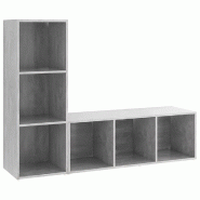 Helloshop26 - Lot de 2 meubles TV pratiques design moderne 107 x 35 x 37 cm en bois d'ingénierie gris béton 02_0055129 - gris Bois massif 3000238831
