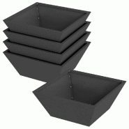 Helloshop26 - Lot de 5 cache-pots trapézoïdaux modernes 40 x 40 x 15 cm pour jardin terrasse en acier noir 02_0052369 - noir métal 3000237379891