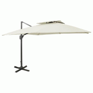 Helloshop26 - Parasol déporté à double toit 300 x 300 cm sable 02_0008560 - aluminium 3000456782724