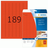 HERMA 3780 étiquettes rouges Special, amovibles, format 25,4 x 10 mm (20 feuilles A4 / cdt) - 4244