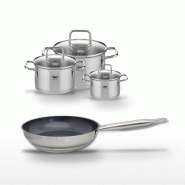 Lot Poêle 28cm & 3 Faitouts Elo Profi Therm Platinum - gris inox 3176239951882